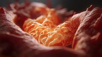 Aufkleber - Abstract close-up of orange textured surface resembling organic formations.