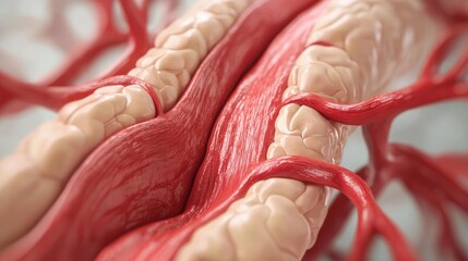Poster - Close-up view of human veins and arteries against a soft blurred background.
