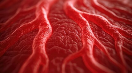 Poster - Close-up of textured red biological surface with intricate patterns.