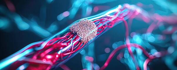 Poster - Close-up of artificial neural network wires in vibrant colors.