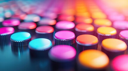 Poster - Colorful buttons arranged in a vibrant pattern, perfect for design elements.