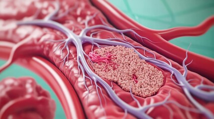 Poster - Detailed visualization of blood clot within arterial vessel.