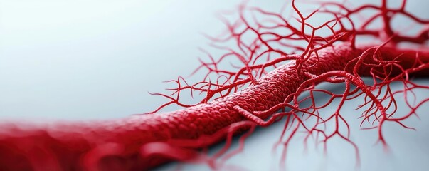 Aufkleber - Red intricate blood vessel structure on a smooth background.