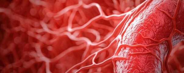 Poster - Close up of intricate red blood vessels against a smooth background.