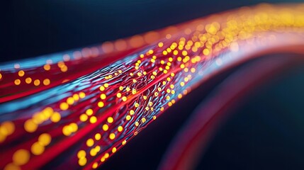 Aufkleber - Abstract glowing lines with bright particles on a dark background