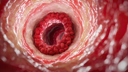 Poster - Cross-section of a blood vessel, showcasing flowing red blood cells.