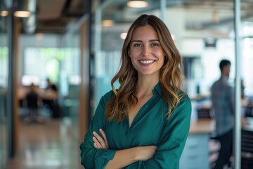 Female American confident person office.