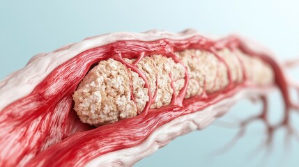 Poster - Detailed anatomical illustration of a blood vessel with plaque buildup.