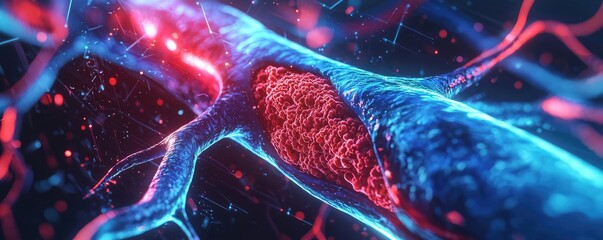 Poster - Microscopic view of neurons, showcasing vibrant neural connections and activity.