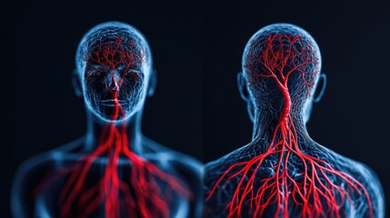 Poster - Human anatomy illustration showcasing detailed circulatory system.