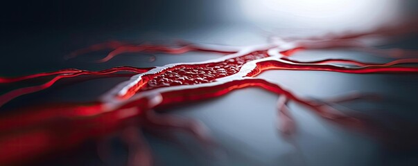 Poster - Close-up of intricate red blood vessels on a dark background.
