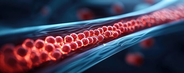 Poster - Red blood cells in a vessel, abstract scientific representation