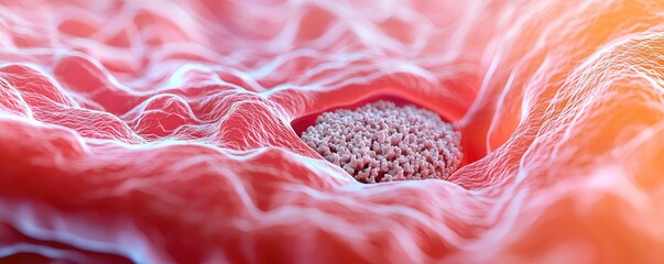 Poster - Close-up view of a cell in vibrant colors, highlighting intricate details.