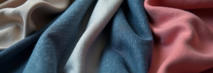 Poster - A blue, pink, and purple fabric is folded and displayed