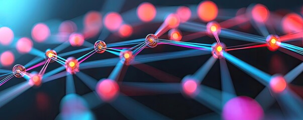 Poster - Abstract representation of a molecular network with vibrant lights.
