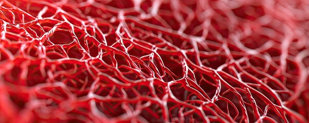 Poster - Close-up of intricate red cell structure on a white isolated background.