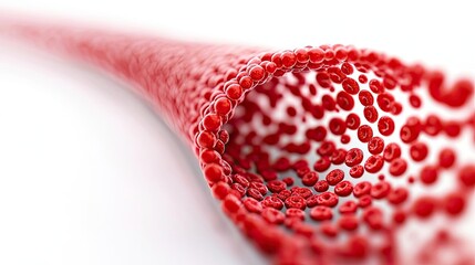 Poster - Red blood cells flowing through a vessel, white isolate background.