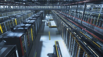 Poster - Aerial View of Large Data Center Interior