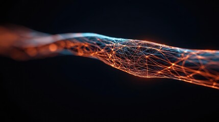 Poster - Abstract digital network connections, glowing pattern on dark background.