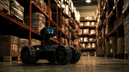 Poster - Robot with Sensors and Camera in Warehouse Environment