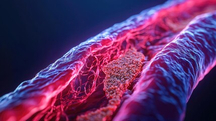 Poster - Close-up of human artery with vibrant colors, showcasing intricate details.