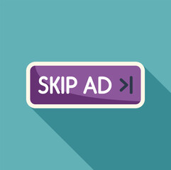 Poster - skip ad button with arrow allowing user to pass an advertisement on a website or video platform