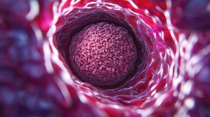 Poster - Close-up view of a cell, showcasing intricate structures and vibrant colors.
