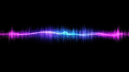 Poster - Blue and Purple Curved Wave Gradient on Black Background