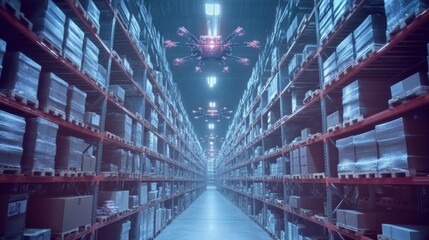 Poster - Automated Warehouse with Robots and Advanced Technology