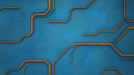 Poster - Exploration of Digital Circuits Merging into Organic Shapes with Cyan and Orange Colors, Symbolizing the Fusion of Technology and Nature in a Unique Artistic Representation