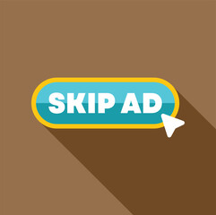 Poster - skip ad button being clicked by mouse cursor, offering a way to avoid online advertising