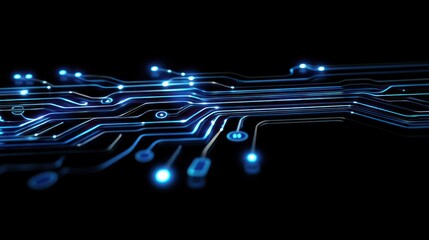 Poster - A close-up view of illuminated circuit pathways representing technology and connectivity.