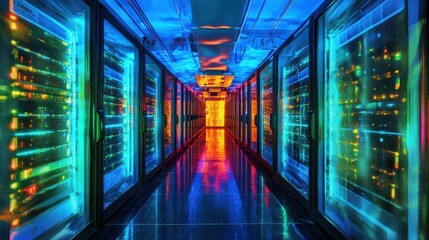 Poster - Vibrant Data Center Server Room in High Definition