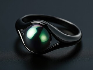 Canvas Print - Close-up of ring with black pearl