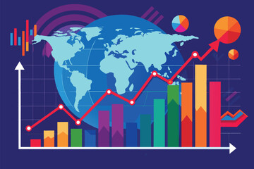Poster - A global overview of stock market trends shows a consistent rise in investment growth worldwide, Stock market analysis shows a steady trend.