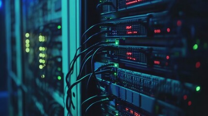 Poster - High-Tech Data Center with Network Equipment