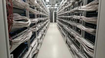 Poster - Data Center Infrastructure with Network Equipment and Cables