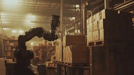 Poster - Robotic Arm Stacking Boxes on a Warehouse Pallet