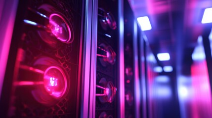 Poster - Advanced Cooling Units in Server Rack Close-Up