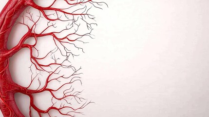 Poster - Red tree structure on a white isolated background, abstract biological concept.