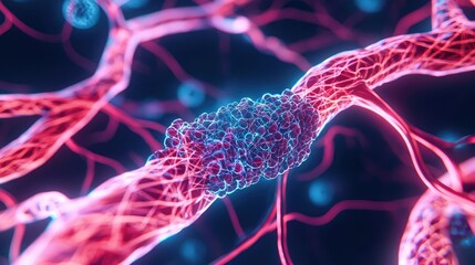 Poster - Microscopic view of colorful neural connections in vibrant patterns.