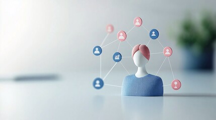 Poster - Customer Segmentation and Data Analysis Concepts Illustrated with Figurines and Network Connections Representing Target Audience Insights and Engagement Strategies