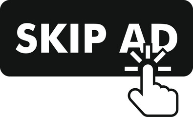 Poster - hand clicking skip ad button, avoiding online advertisement