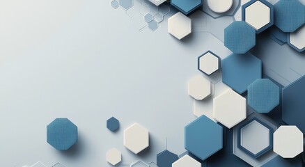 Poster - Abstract technological hexagonal pattern with blue accents