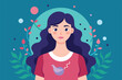 © Ifti Digital - A vibrant illustration of a wavy-haired woman with floral motifs, symbolizing infertility awareness, Infertility illustration for women, customizable and flat.