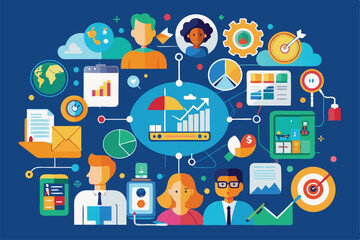 Poster - this infographic presents various business success strategies through engaging flat illustrations an