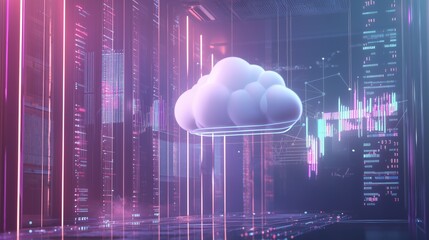  - Futuristic Cloud Server Environment with Abstract Data Visualization and a Modern Aesthetic for Innovative Technology Concepts