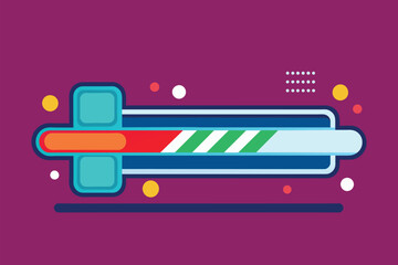Poster - A colorful flat illustration depicting loading input data with vibrant bars and scattered dots, Loading input data, flat illustration