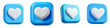 © iPNG - Blue Glossy Buttons with White Heart Icons in Rounded Square Design for Social Media and Mobile App Interface with Minimalist 3D Effect and Sky Blue Gradient