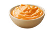 © MDASHIR - Bowl of sriracha mayo dip sauce isolated on white background.